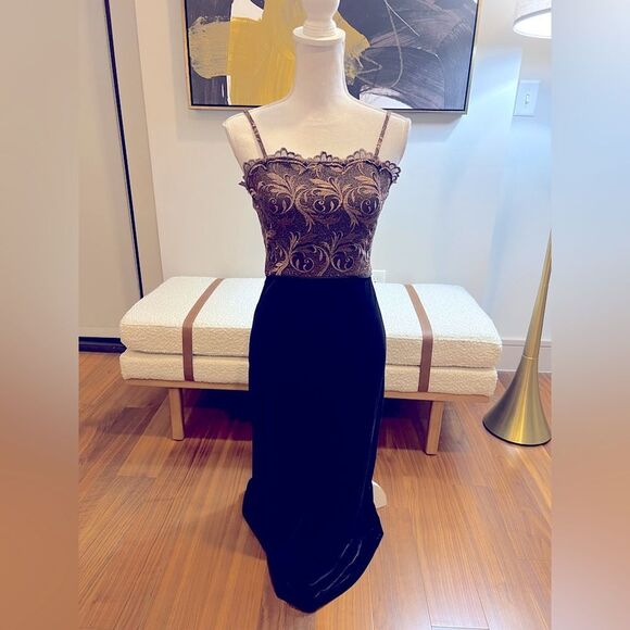 Tootsies boutique Elegant Black and Brown Evening Dress size 2 - Picture 1 of 7